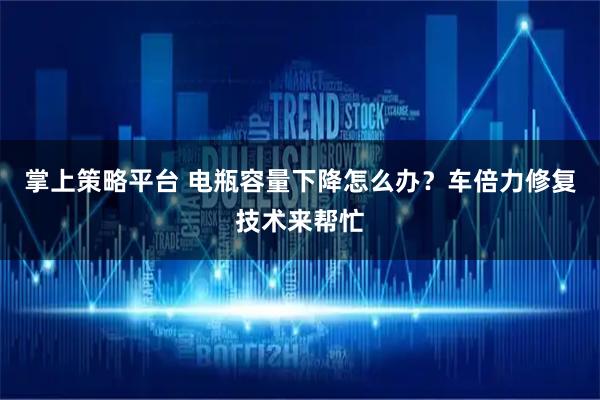 掌上策略平台 电瓶容量下降怎么办？车倍力修复技术来帮忙